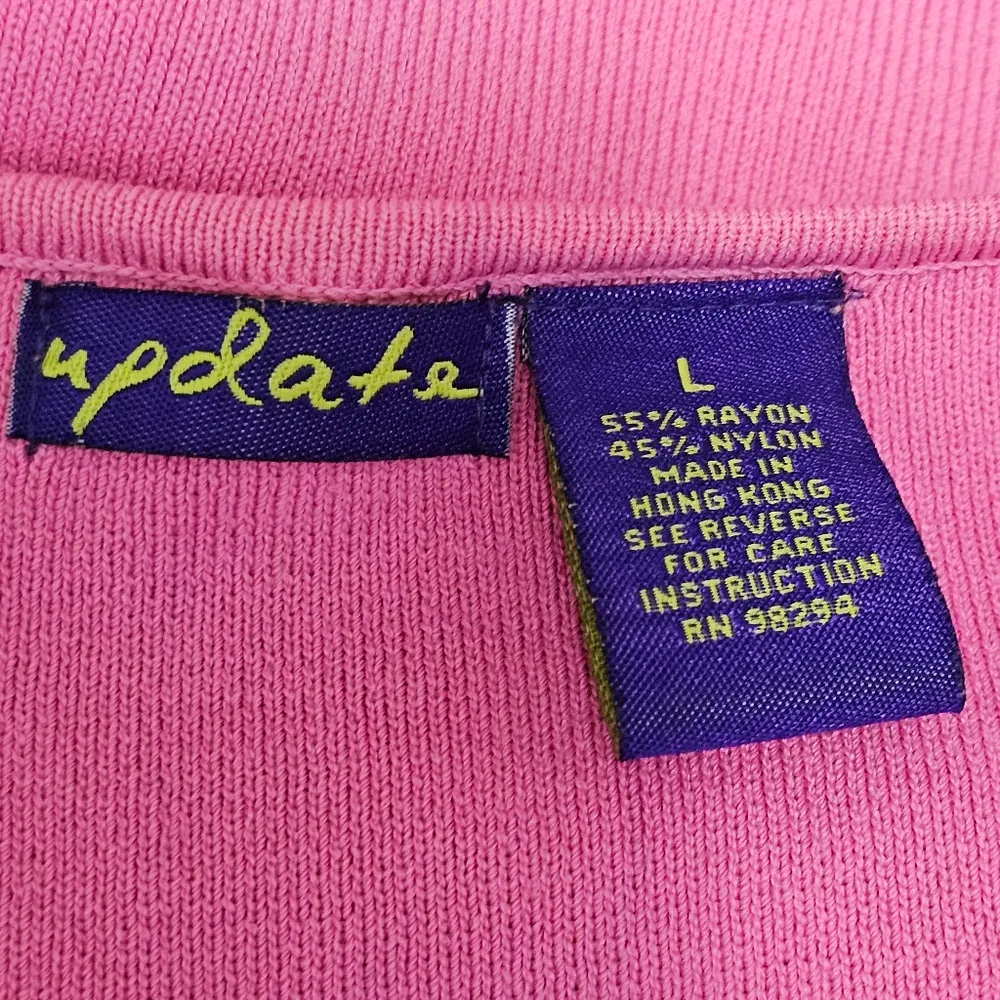 Update Pink & Lime Ribbon Trim Sleeveless Sweater Shell Size Large - Image 5