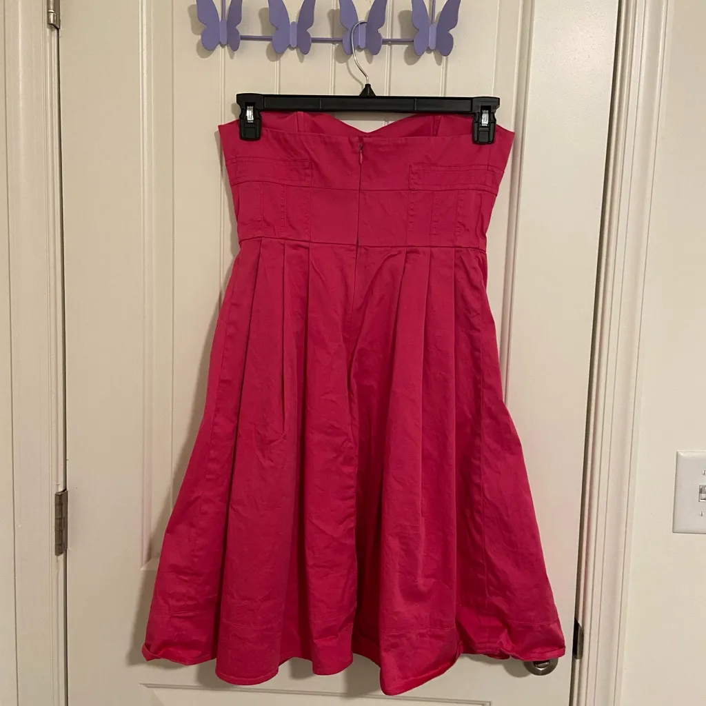 Calvin Klein women’s‎ pink strapless flowy pleated skirt minidress size 4 - Image 5