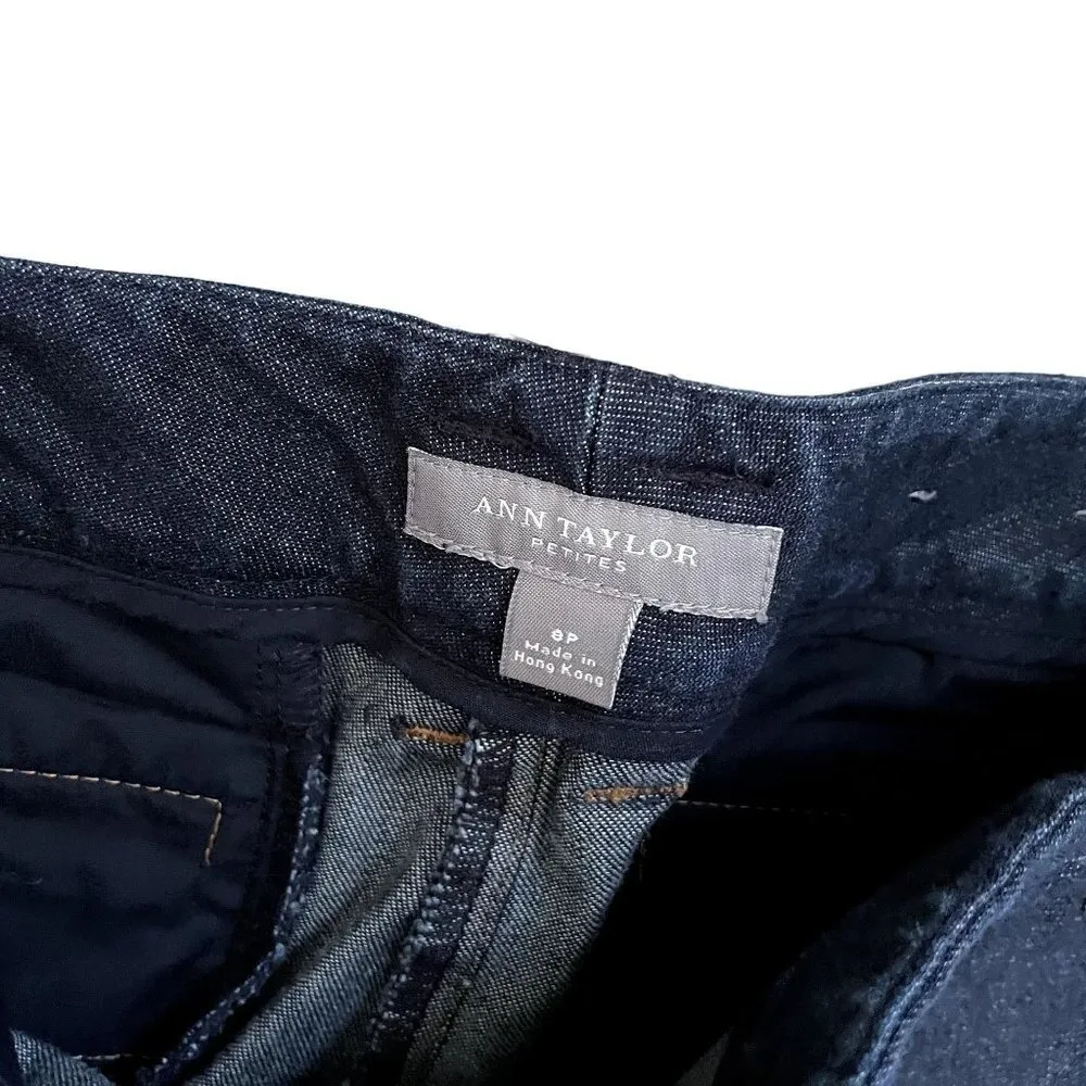 Ann Taylor petites dark wash navy blue denim jeans straight leg cotton pants - Image 3