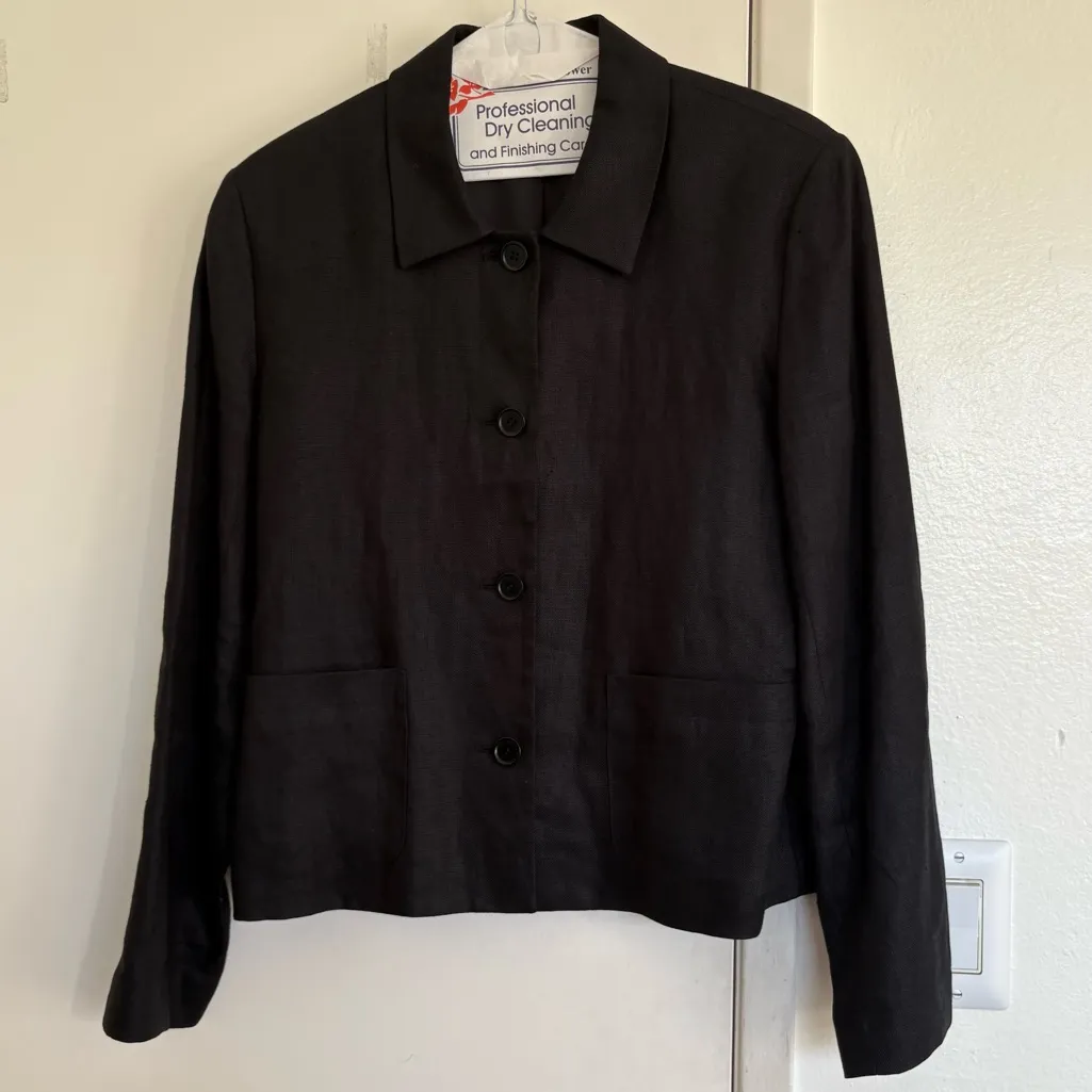 Talbots Irish Linen Black Blazer and Sleeveless Dress Set Size 4/6 - Image 2