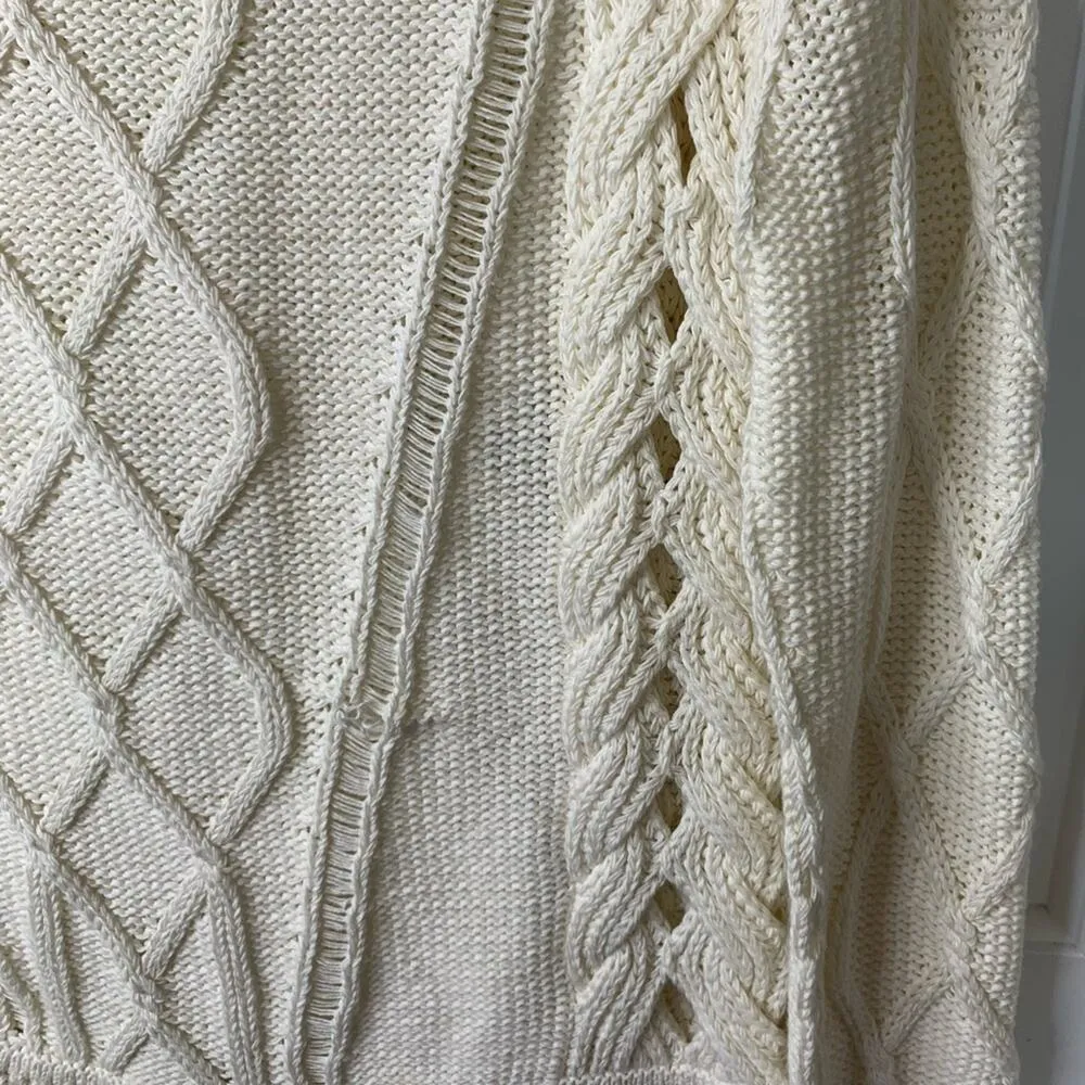 Diane Von Furstenberg white cable knit cotton sweater size small‎ - Image 6