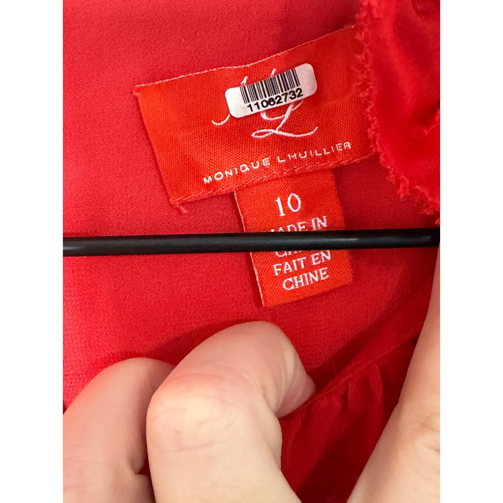 Monique Lhuillier Red Swiss Dot Ruffle Neck Flutter Sleeve Dress Size 10 Party - Image 4