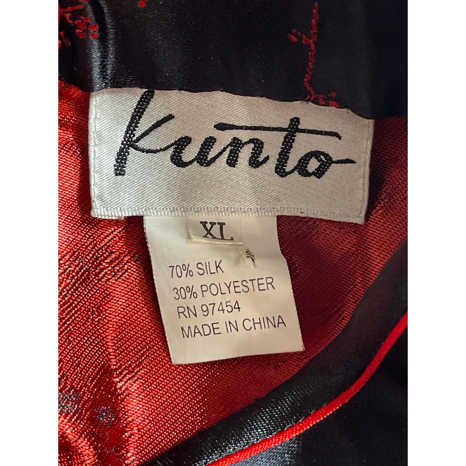 Kunto Womens Black Red Silk Floral Embroidered Chinese Maxi Sheath Dress Size XL - Image 5