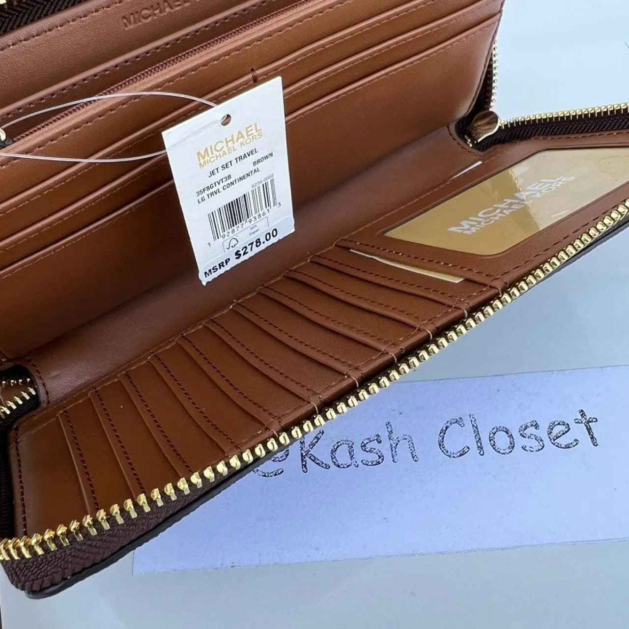 Michael Kors Brown Travel Continental Wristlet Large Wallet - Image 5