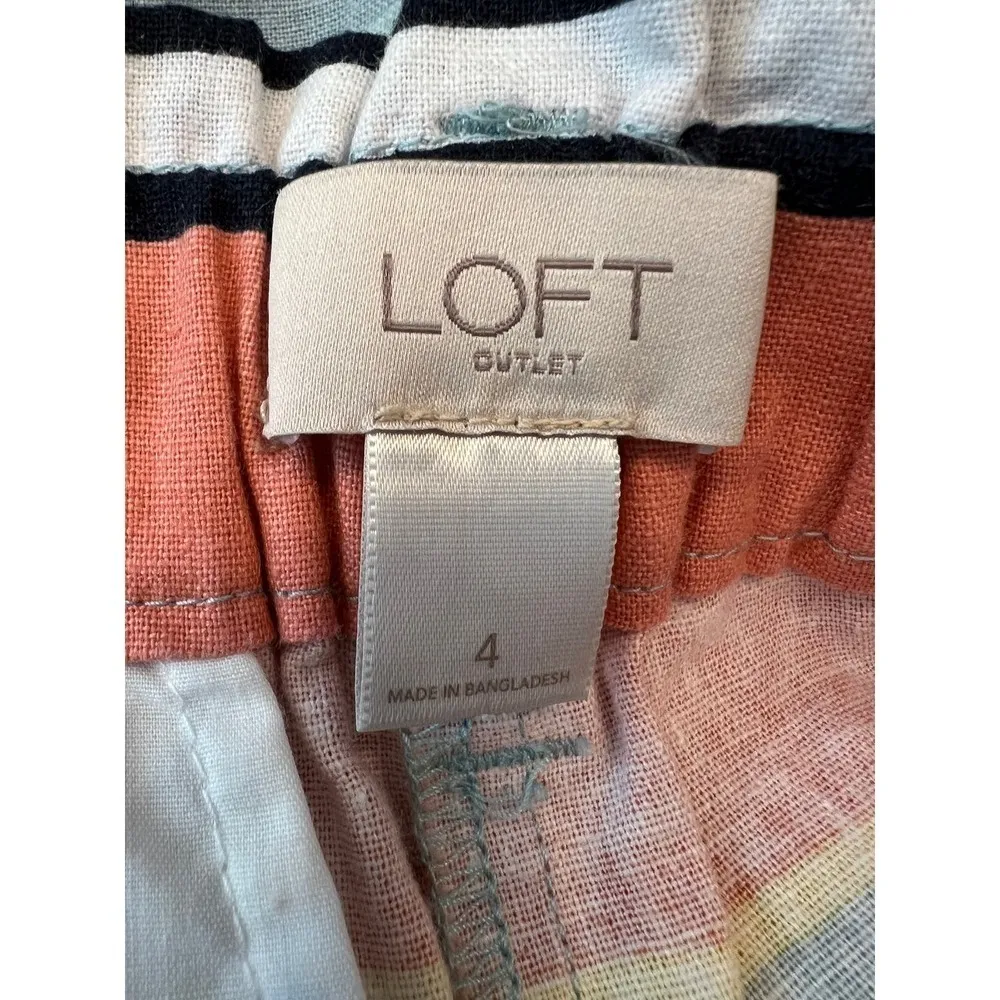 LOFT Outlet Linen Blend Striped Shorts, NWOT Size 4 Orange - Image 7