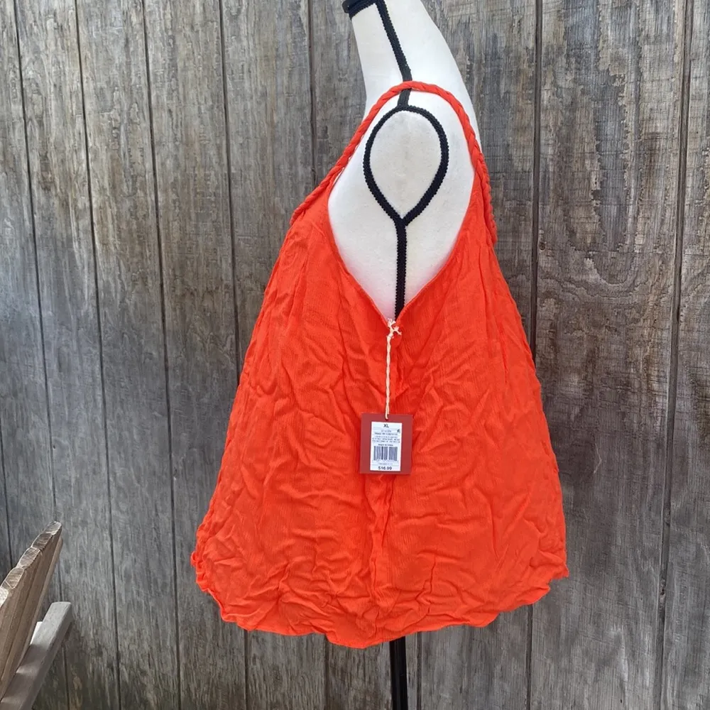 New with Tags Orange Fire Globe Mossimo Braided Strap Tank Blouse Beachy Festive Size XL - Image 3