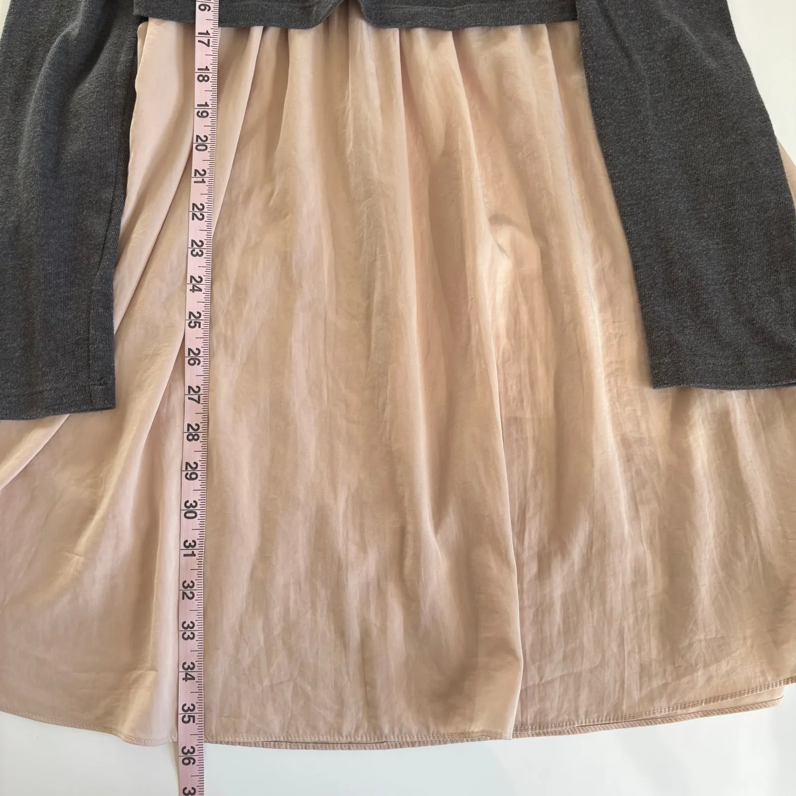 Anthropologie E By Eloise Long Sleeve Overlay Sweater Dress Womens Medium Preppy Gray - Image 6