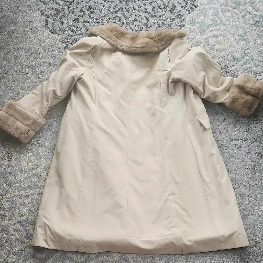 Vintage Mincara by Russell Taylor Faux Fur Lined Trench Coat Tan Brown Size undefined - Image 5