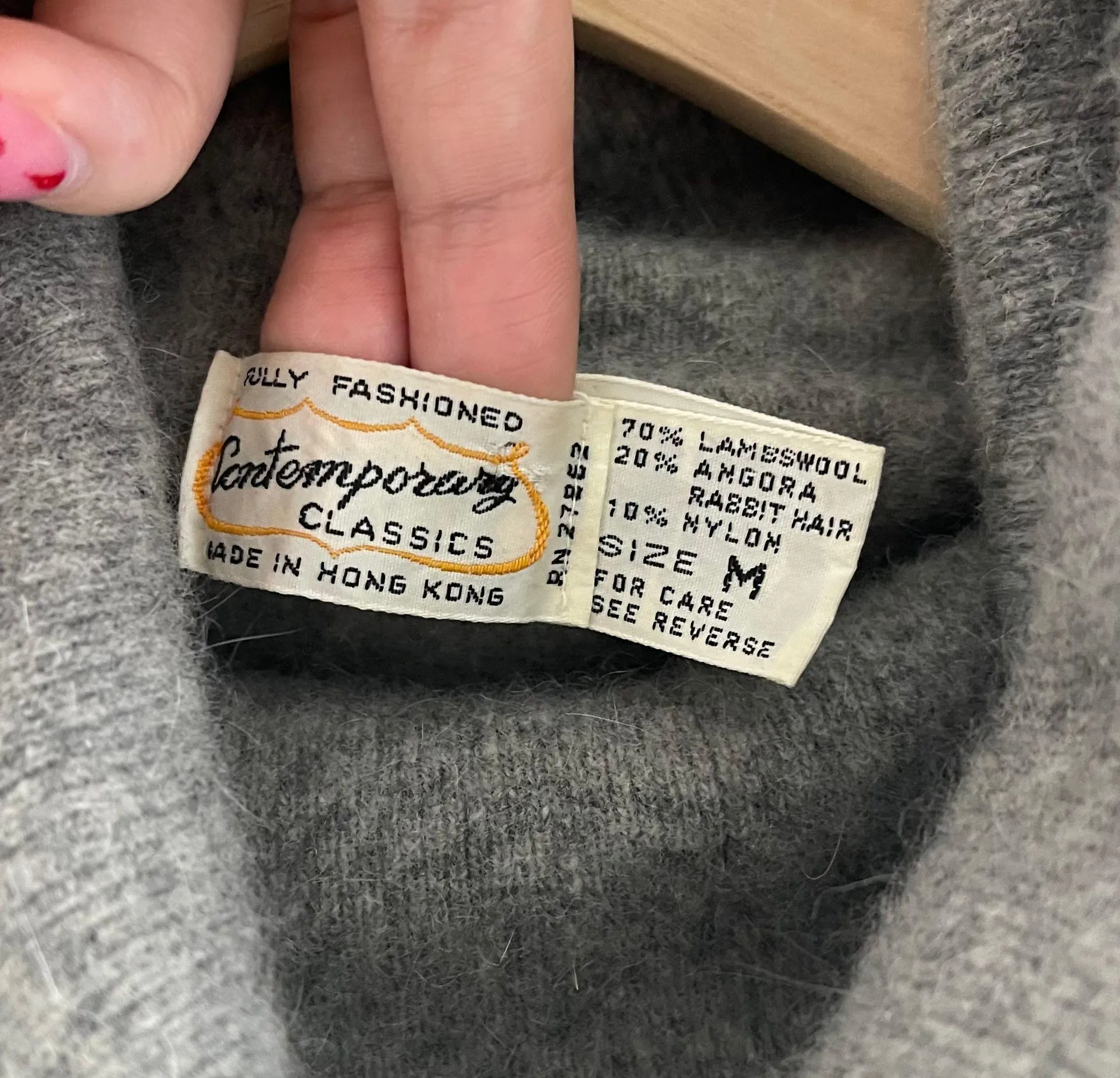 Vintage 90’s Light Grey Lambswool Slouchy Turtleneck Fitted Sweater Gray Size M - Image 6