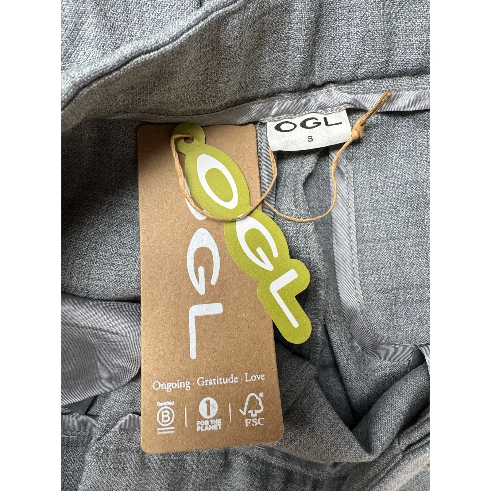 NWT OGL Stretch Wool Mid Rise Flared Trousers Light Gray Size Small - Image 6