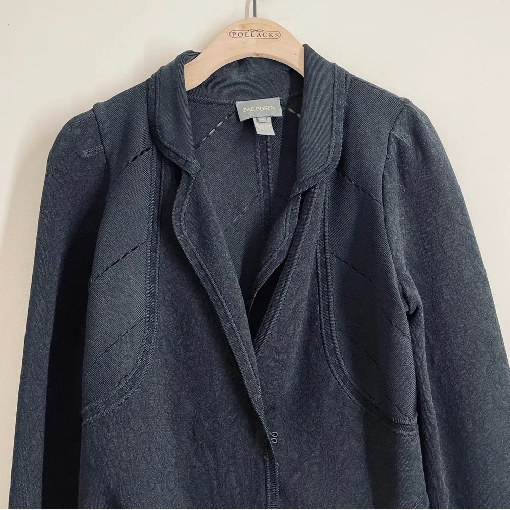 Zac Posen Structured Knit Blazer Black size M - Image 12