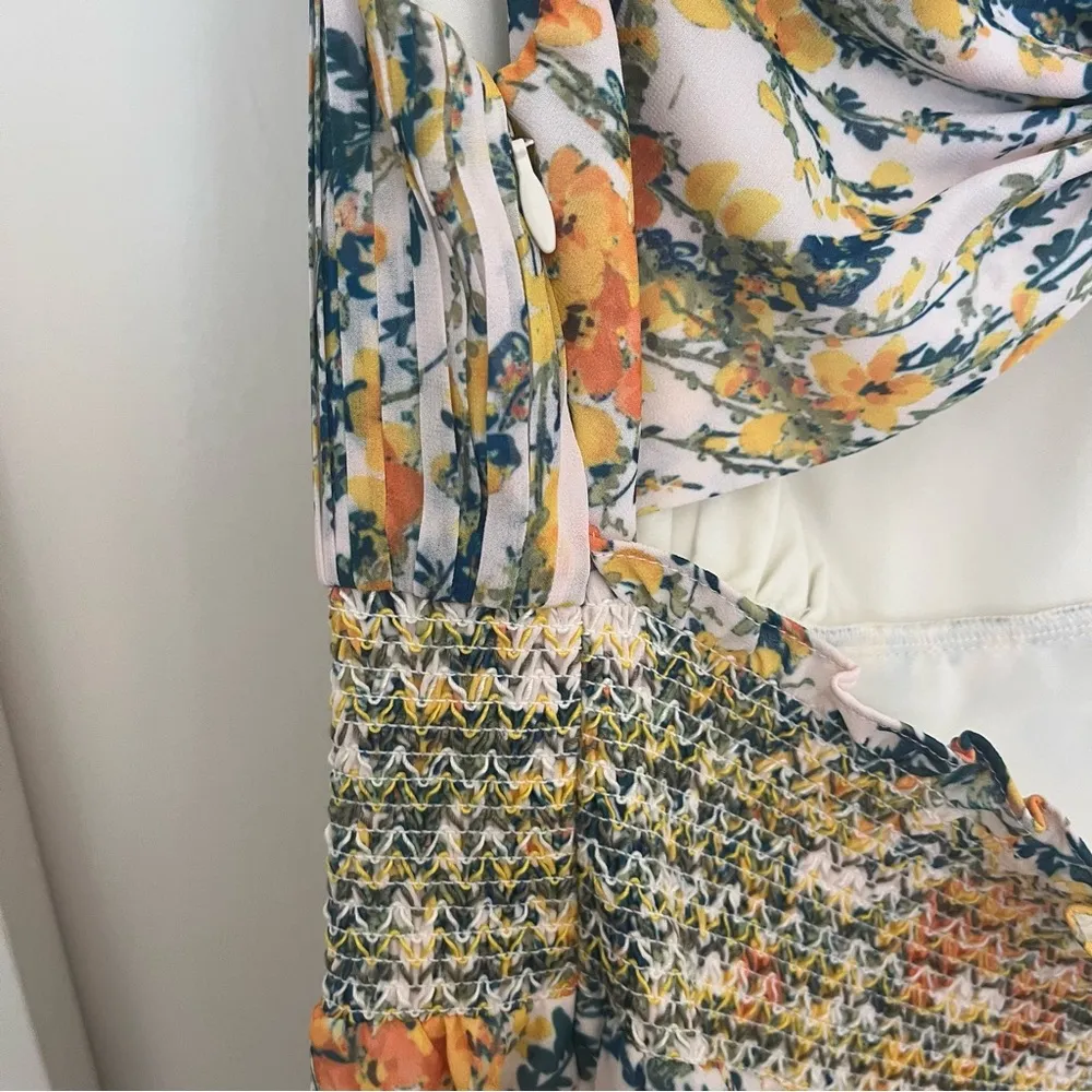 NWT SACHIN & BABI Anastasia Dress Sunshine/Teal Bouquet Midi Floral Dress 2 Green - Image 9