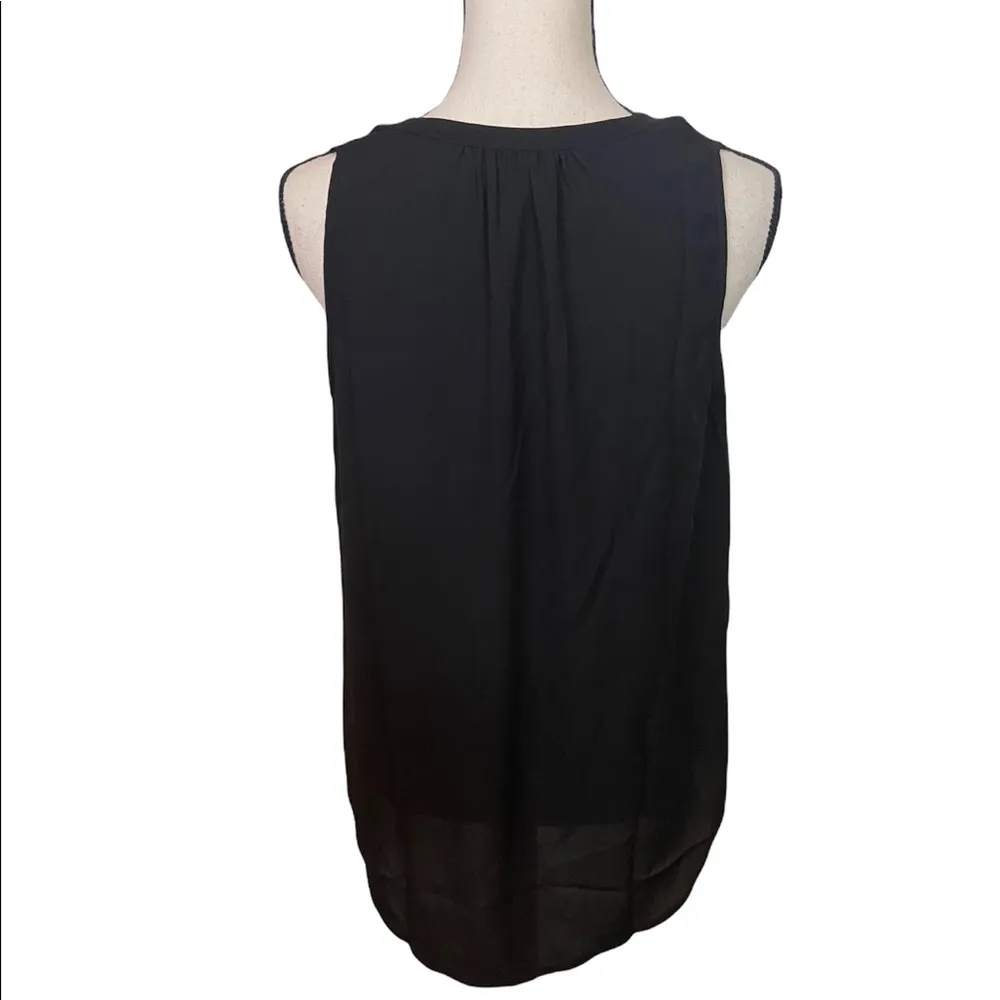 NWT J. Crew size small black split neck sleeveless high-low hem top. - Image 3