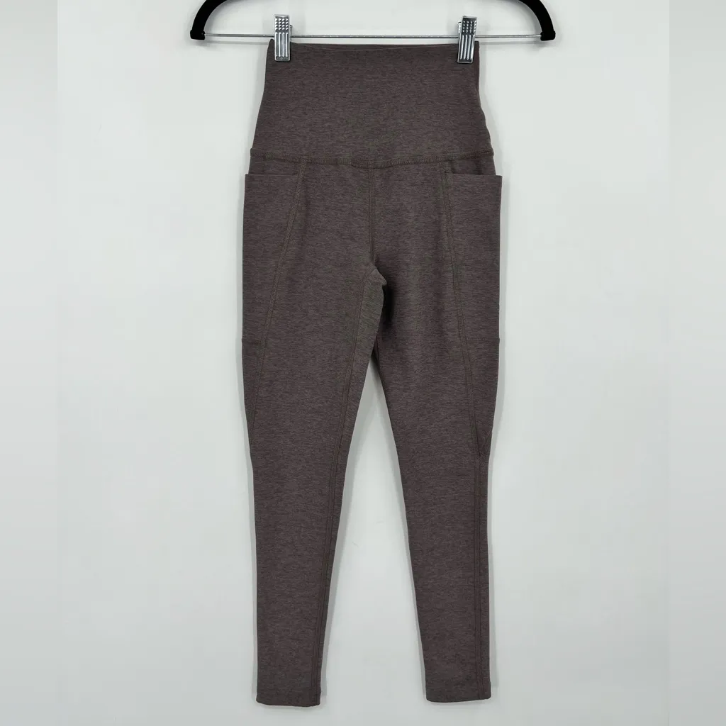 Beyond Yoga Spacedye Out of Pocket High Waisted Midi Leggings Stretch Taupe XXS - Image 7
