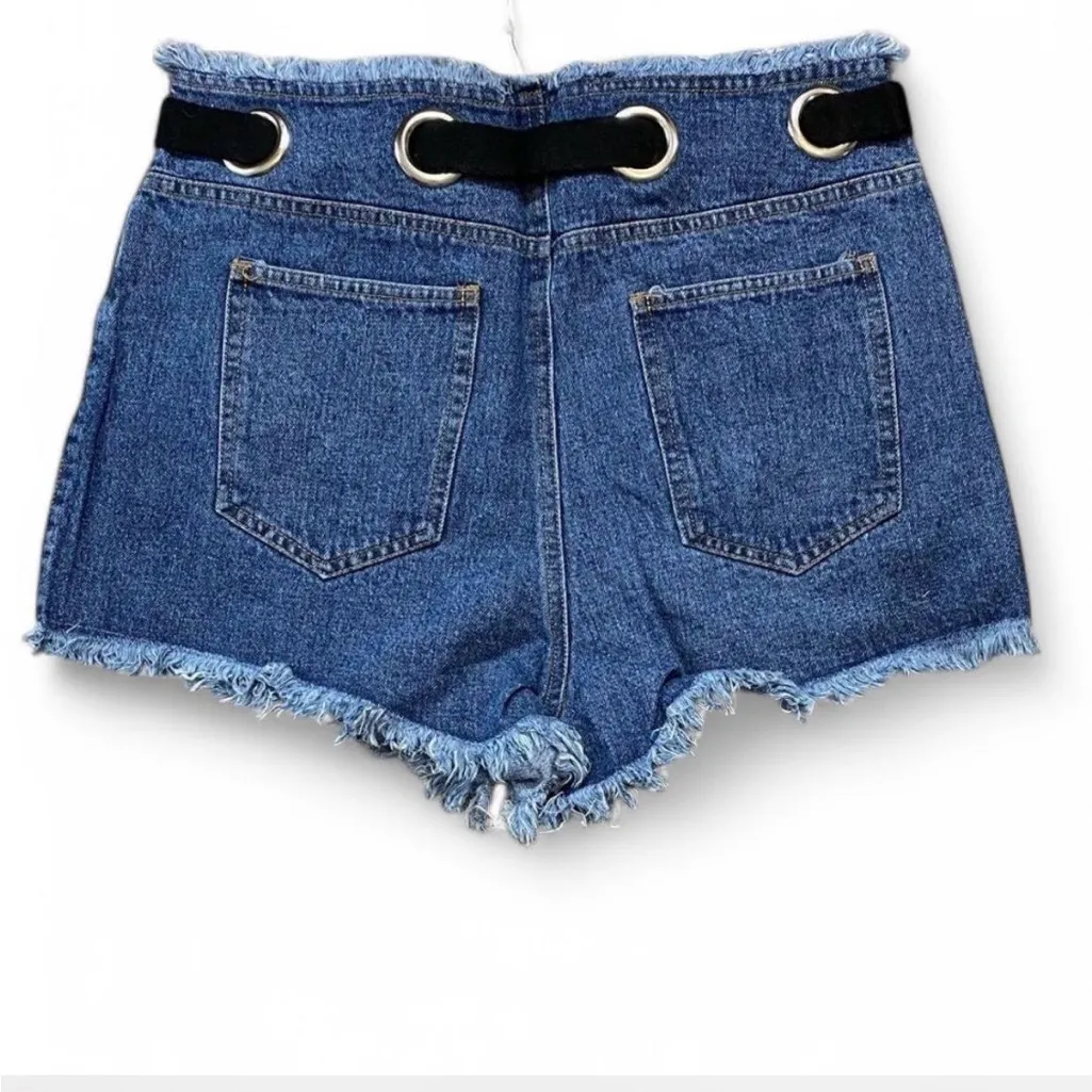‎Belted Fringe Denim Shorts - Image 3