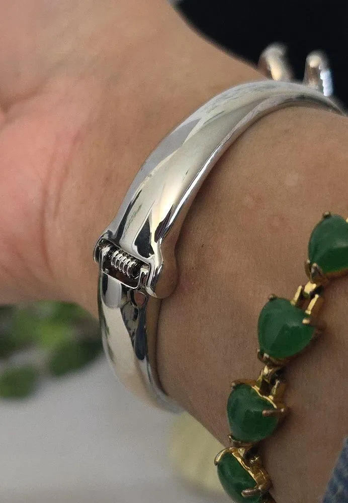 Bling! Vintage Silver CZ Statement Clamper Hinge Bracelet Yellow - Image 7