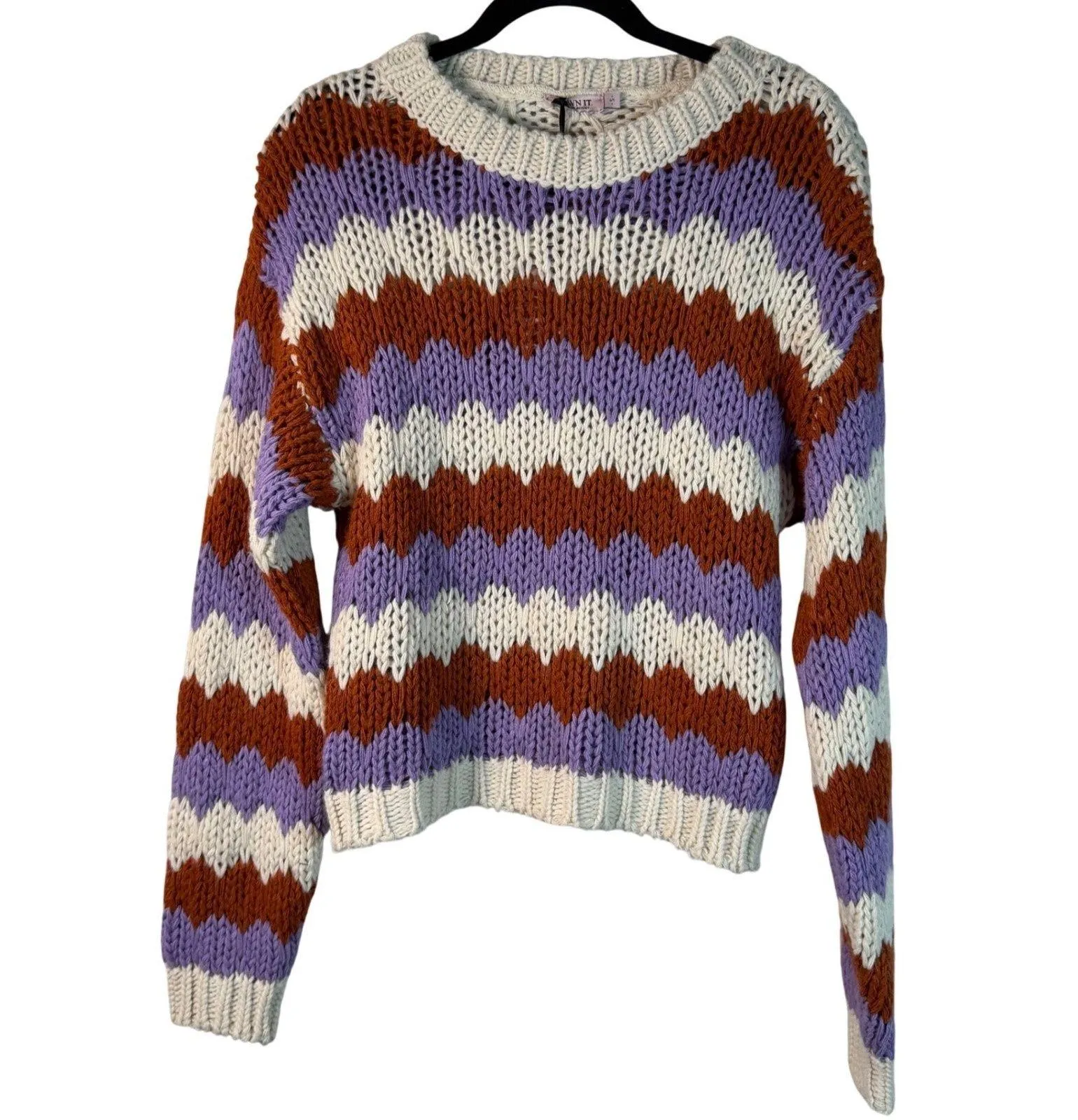OWN IT Made in Italy Chunky Knit Striped Sweater Cozy Multicolor – Size S – NWT Purple - Image 1