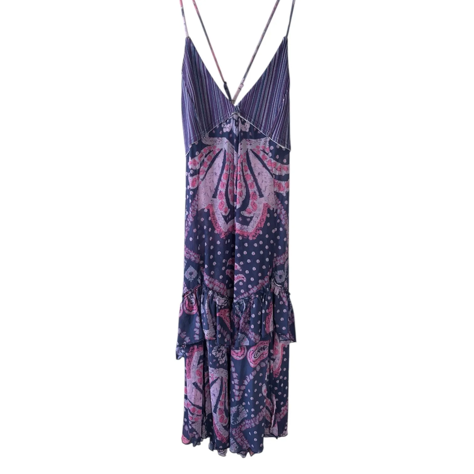 Free People Swept Away Maxi Top Sheer Dress Beach Cover-Up Womens XL Blue/Purple - Image 2