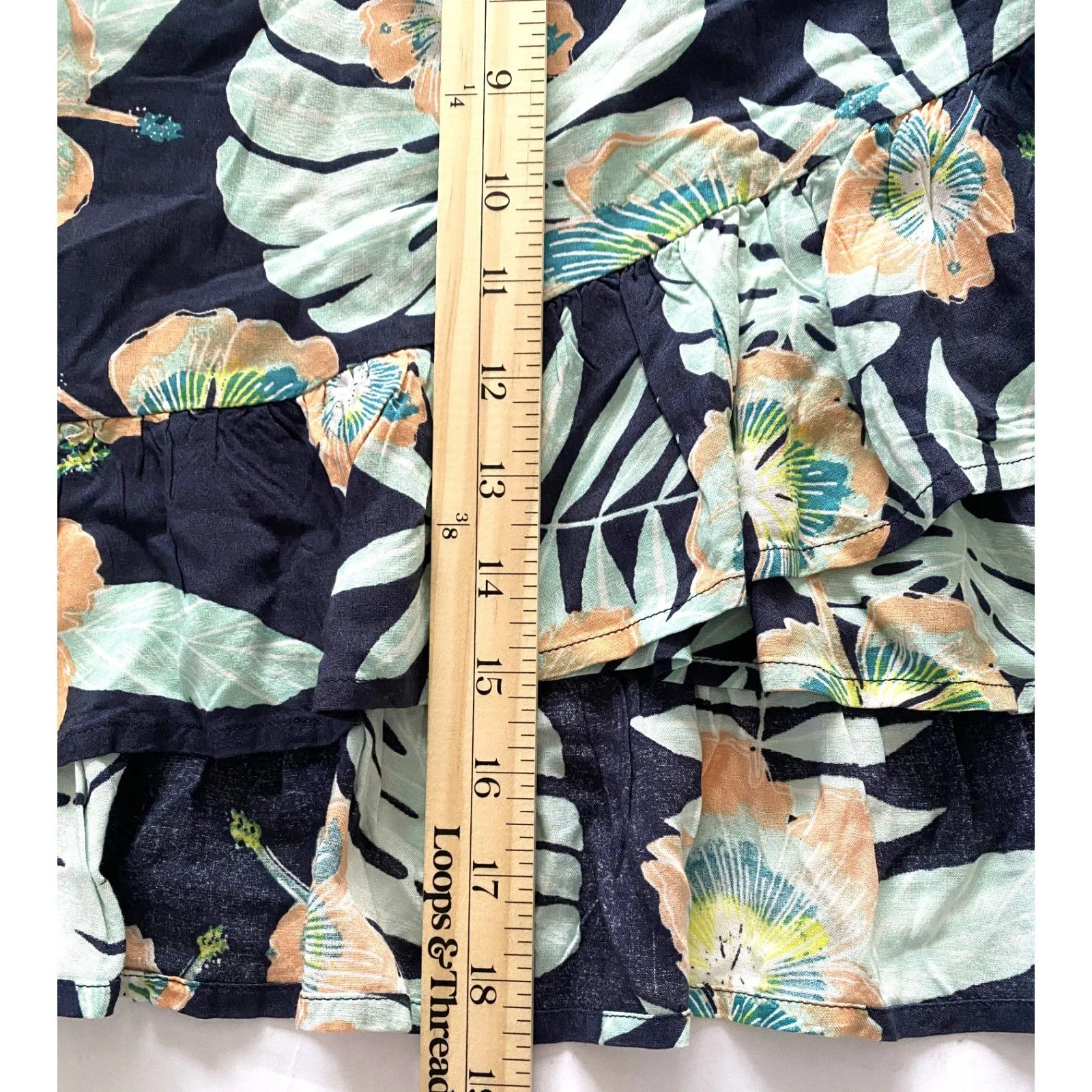 Roxy Face to Love Ruffle Mini Skirt Tropical Leaf Print Flirty Wrap Feminine M - Image 6