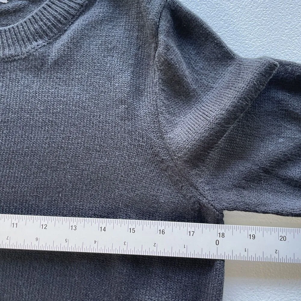 New York and Company Womens M Knit Sweater Dress Black Tie Long Bell Sleeve Size M - Image 6