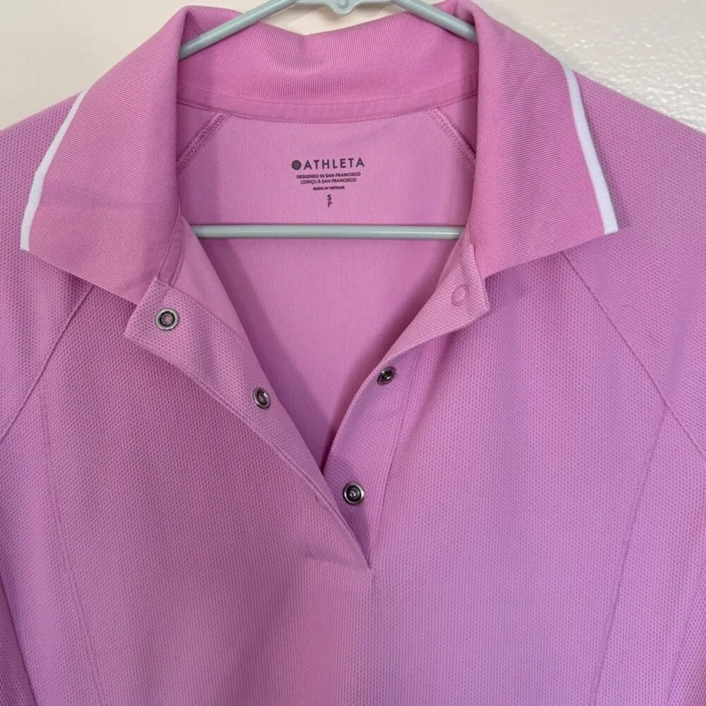 Athleta Women's Everyday Polo Tee in Quartz Pink Size Small - Image 5