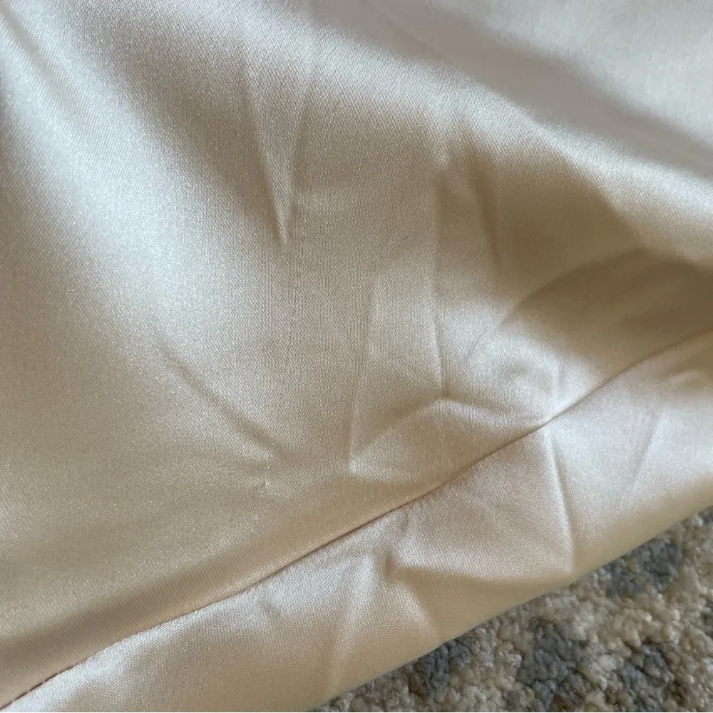 Rachel Zoe Minimalist Chic Cream Satin Midi Slip Skirt Medium - Image 8