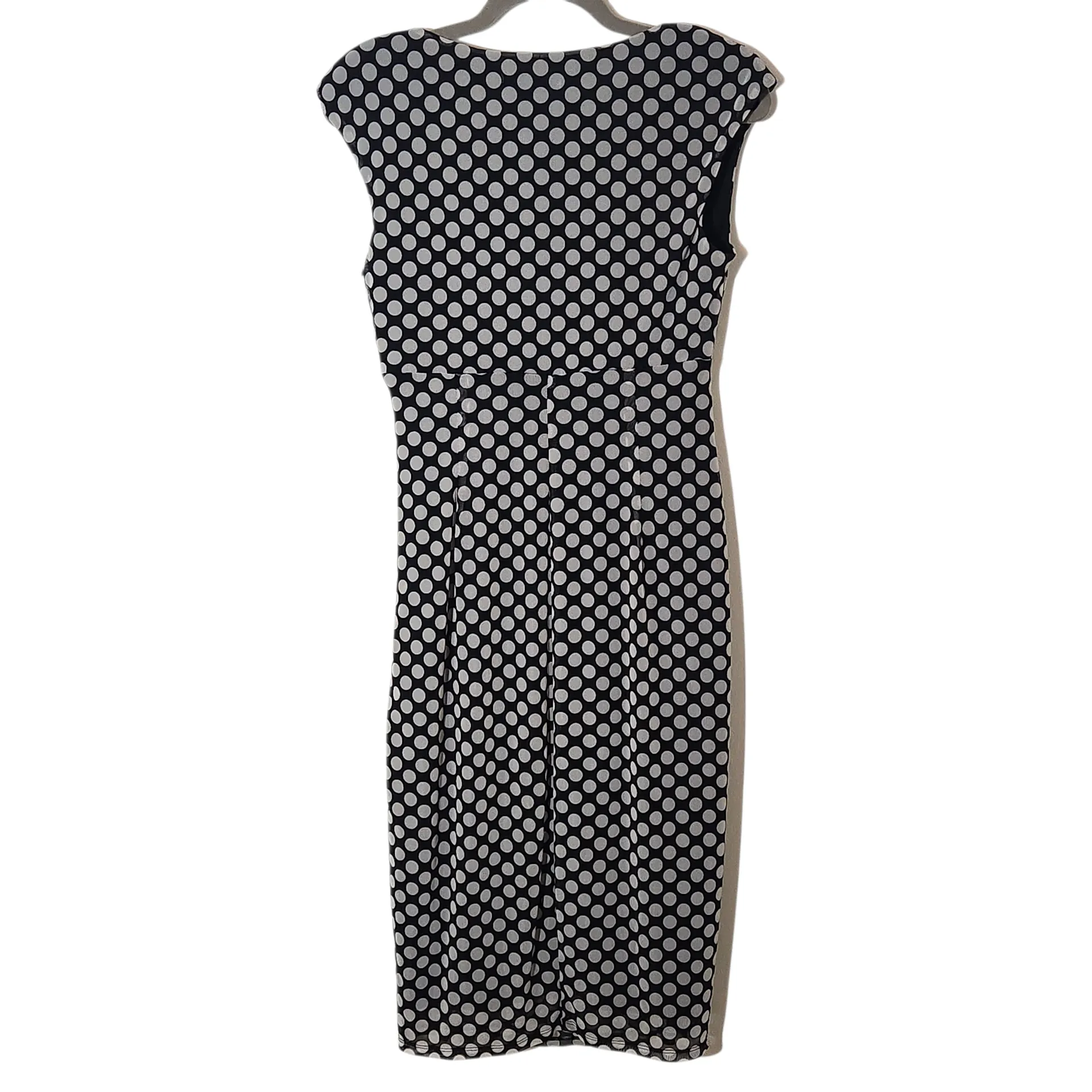 London Times Black and White Mesh Polka Dot Sheath Dress Size 8 - Image 2