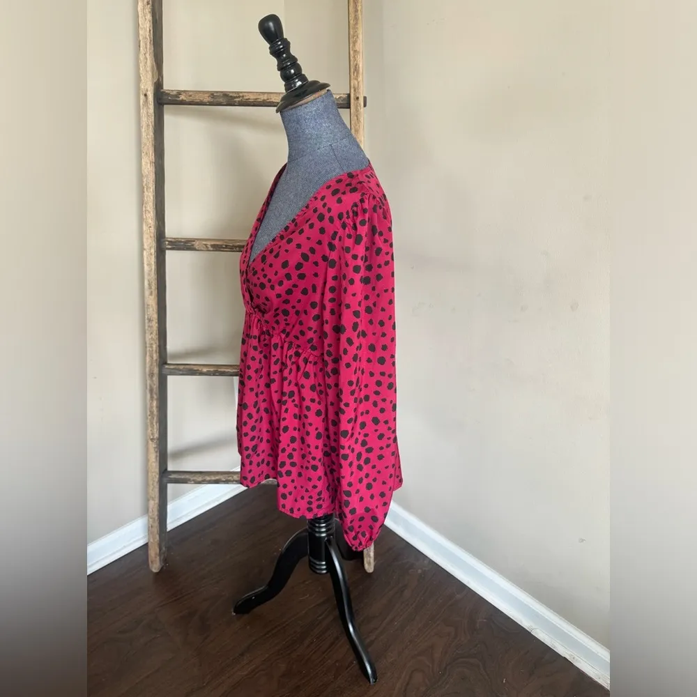 Dalmation print flowy top NWOT Pink Size M - Image 4