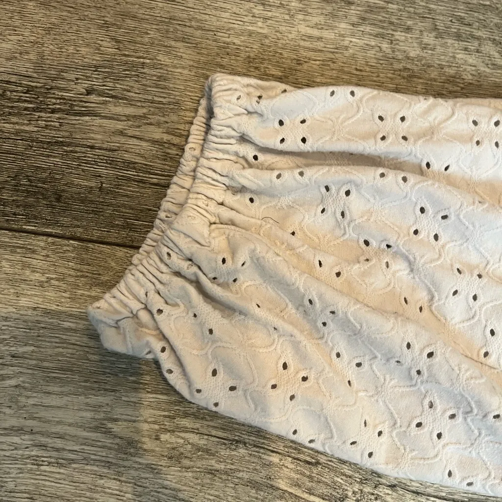 Ava & Viv Womens White Eyelet Blouse 3/4 Sleeves Round Neck Top - Image 4