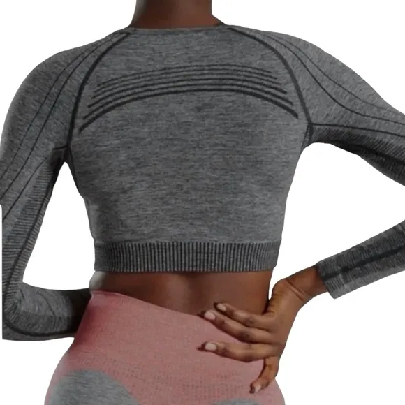 Gymshark Hyper Amplify Crop Black Gray Size XS‎ - Image 3