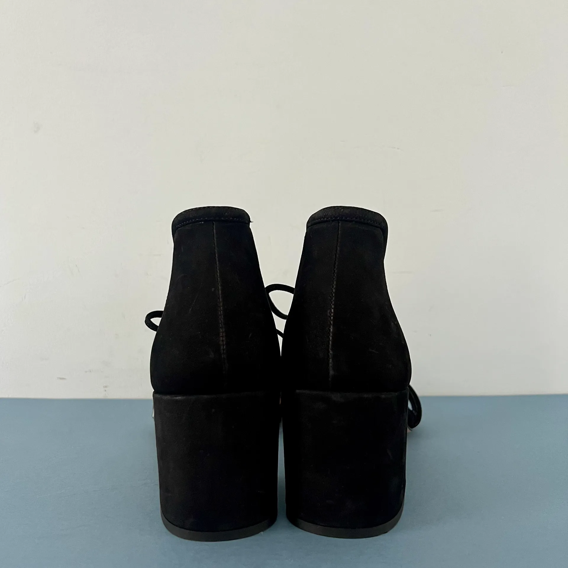 Gianni Bini Rhiaann Ankle Tie Black Suede Block Heel Sandals - Image 6