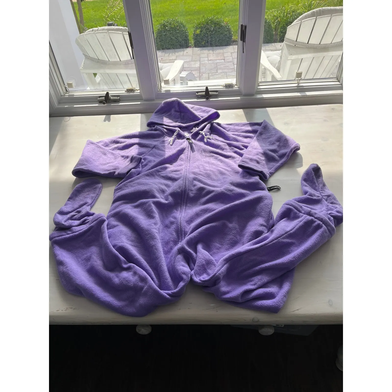 Forever‎ Lazy Onesie Adult S Purple Hooded Footed Pajamas Jumpsuit Loungewear - Image 3