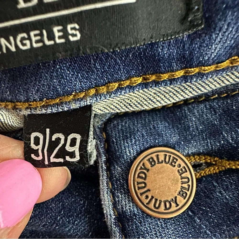 Judy Blue Raw Frayed Hem Flare Fit Medium Wash Denim Blue Jeans Size 9 or 29 - Image 9