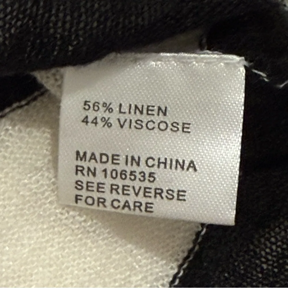 Central Park West Lucerne Sweater Medium Distressed Striped V Neck Linen Edgy - Image 10