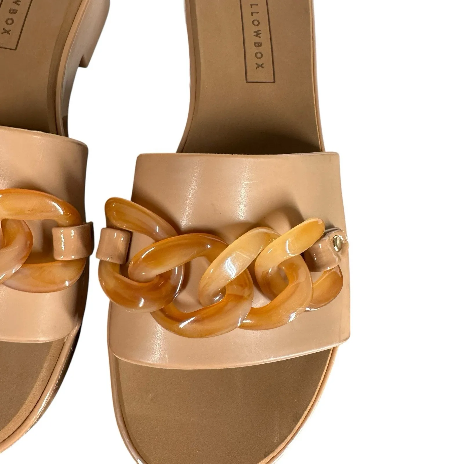 Yellow Box Aulani Jelly Slides Sandals Womens 7 Nude Almond Tan Resin Chain - Image 3