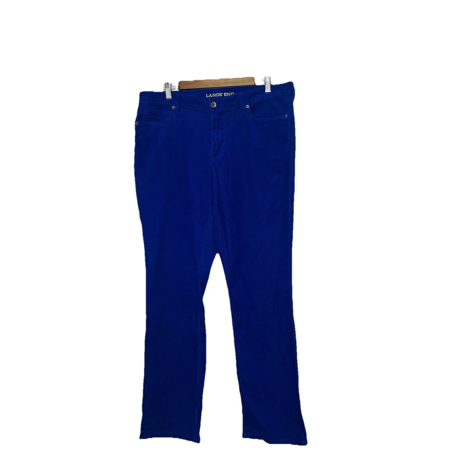 Lands' End Women’s Blue Mid Rise Straight Leg Corduroy Pants Size 14 (36/31) EU - Image 2