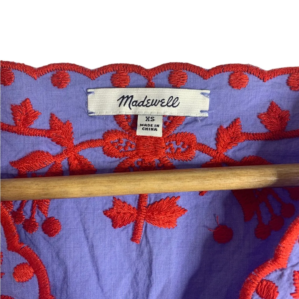 Madewell Embroidered Breeze Dress Womens Xs‎ Blue CP0510 - Image 3