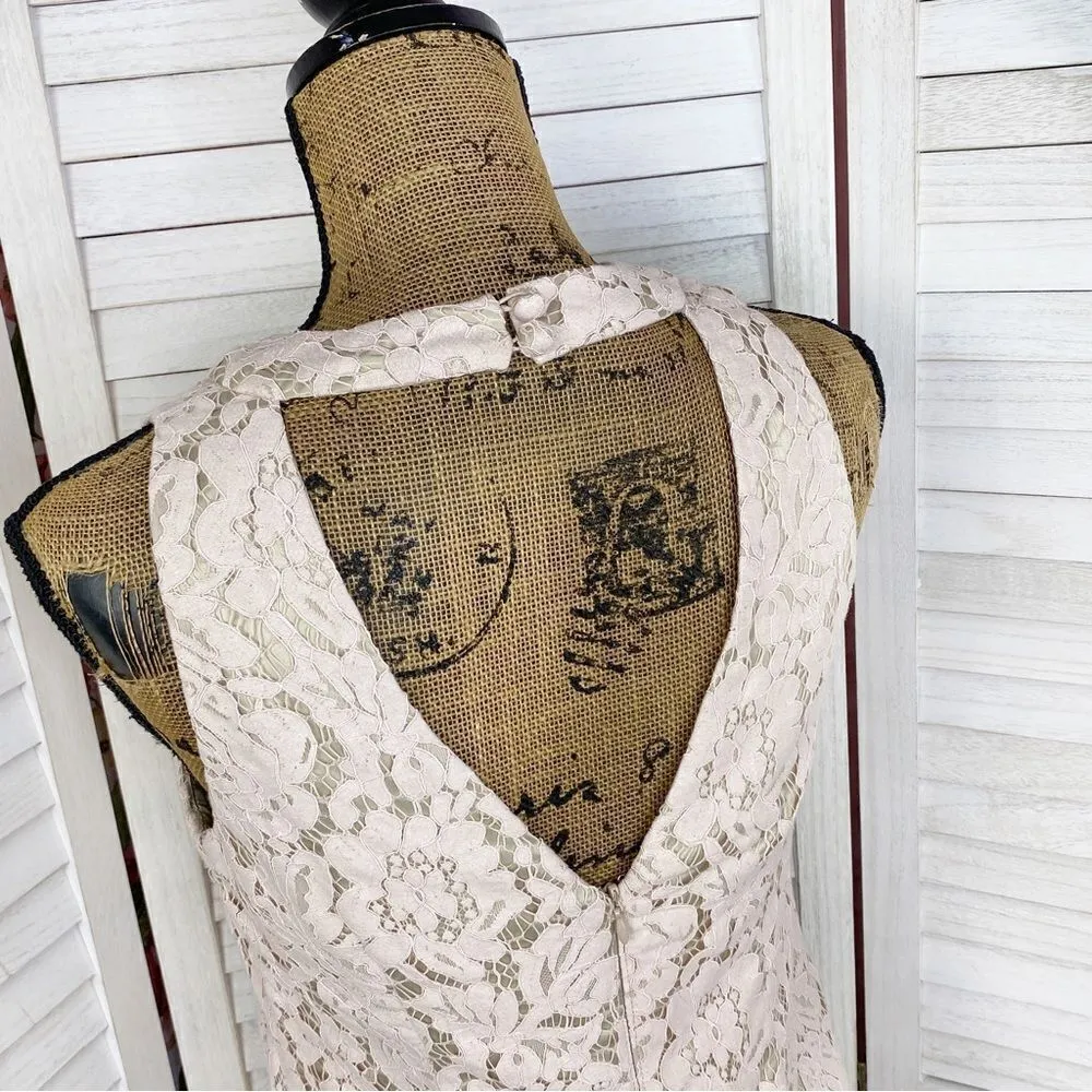 Vince Camuto Floral‎ Lace Open Back Halter Shift Party Dress Blush Pink 4 - Image 6