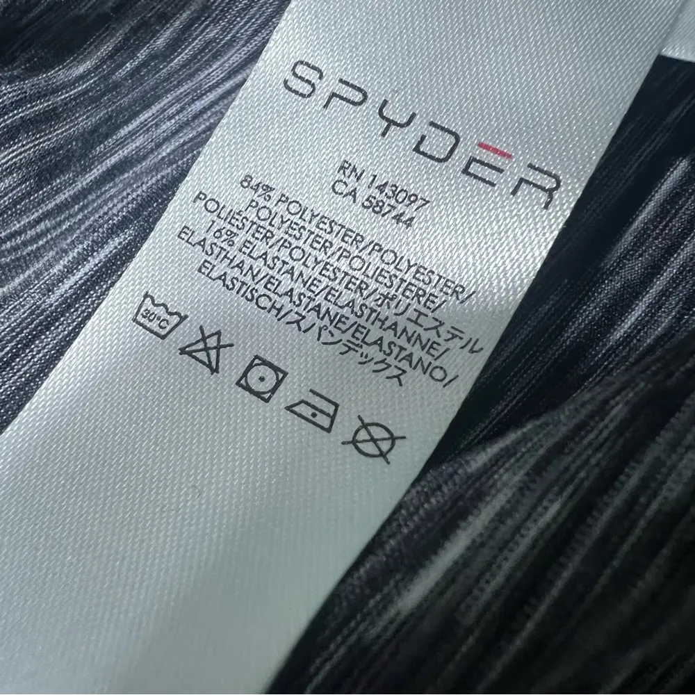 Spyder Bocca 1/4 zip pullover shirt black gray space dye print layer ski - Image 6