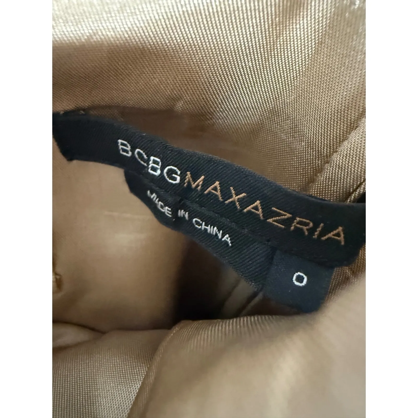 BCBGMaxazria Strapless Dress 100% Silk Taffeta Antique Gold Cocktail dress Sz 0 - Image 5