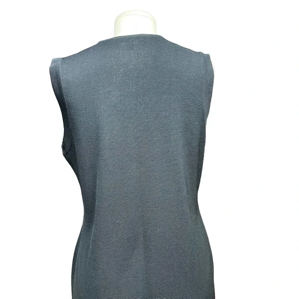 Misook Collection‎ Black White Piped Knit Sheath Dress Size Medium - Image 9