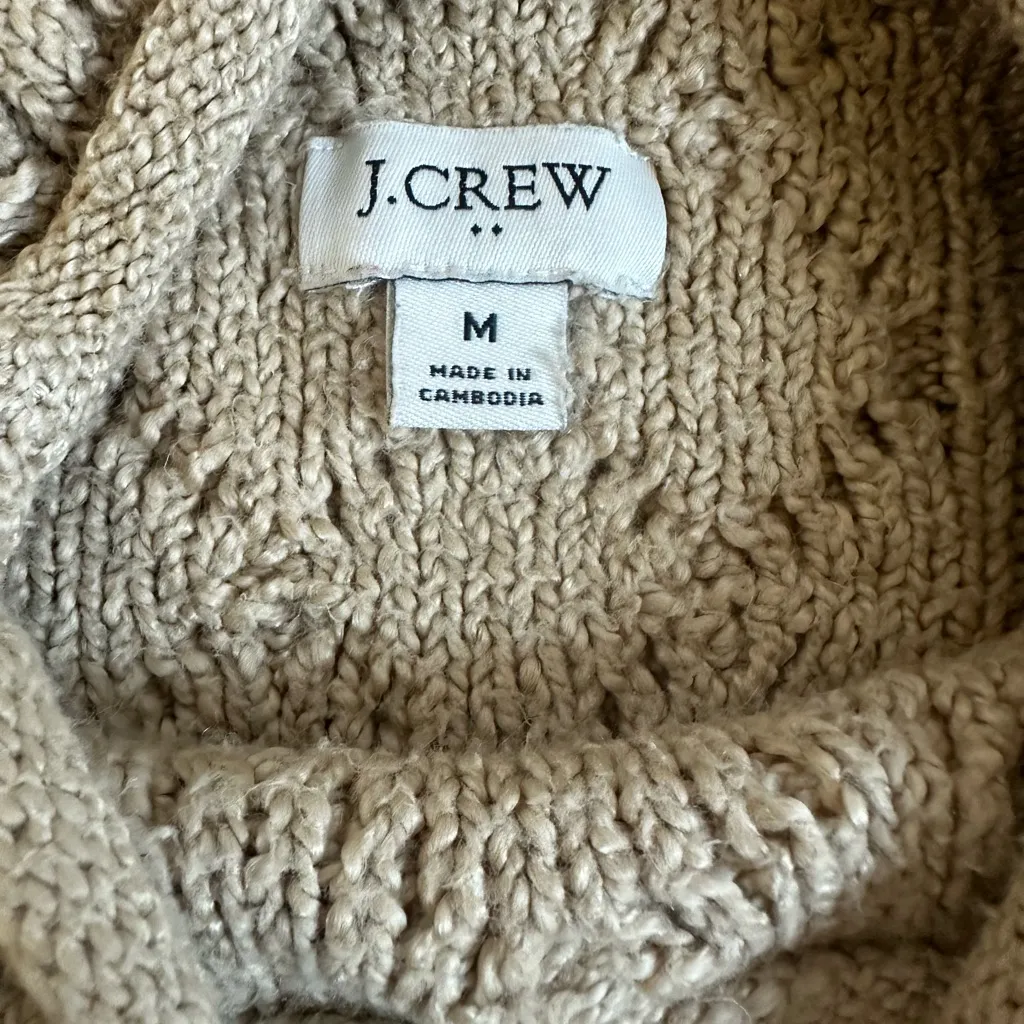 J.Crew Roll Neck Cable Knit Sweater Womens Size Medium Preppy Old Money - Image 7