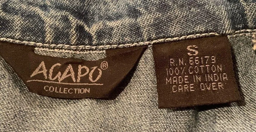 Agapo Collection Americana Midwestern School Teacher Denim Dress Top Jacket S Blue - Image 14