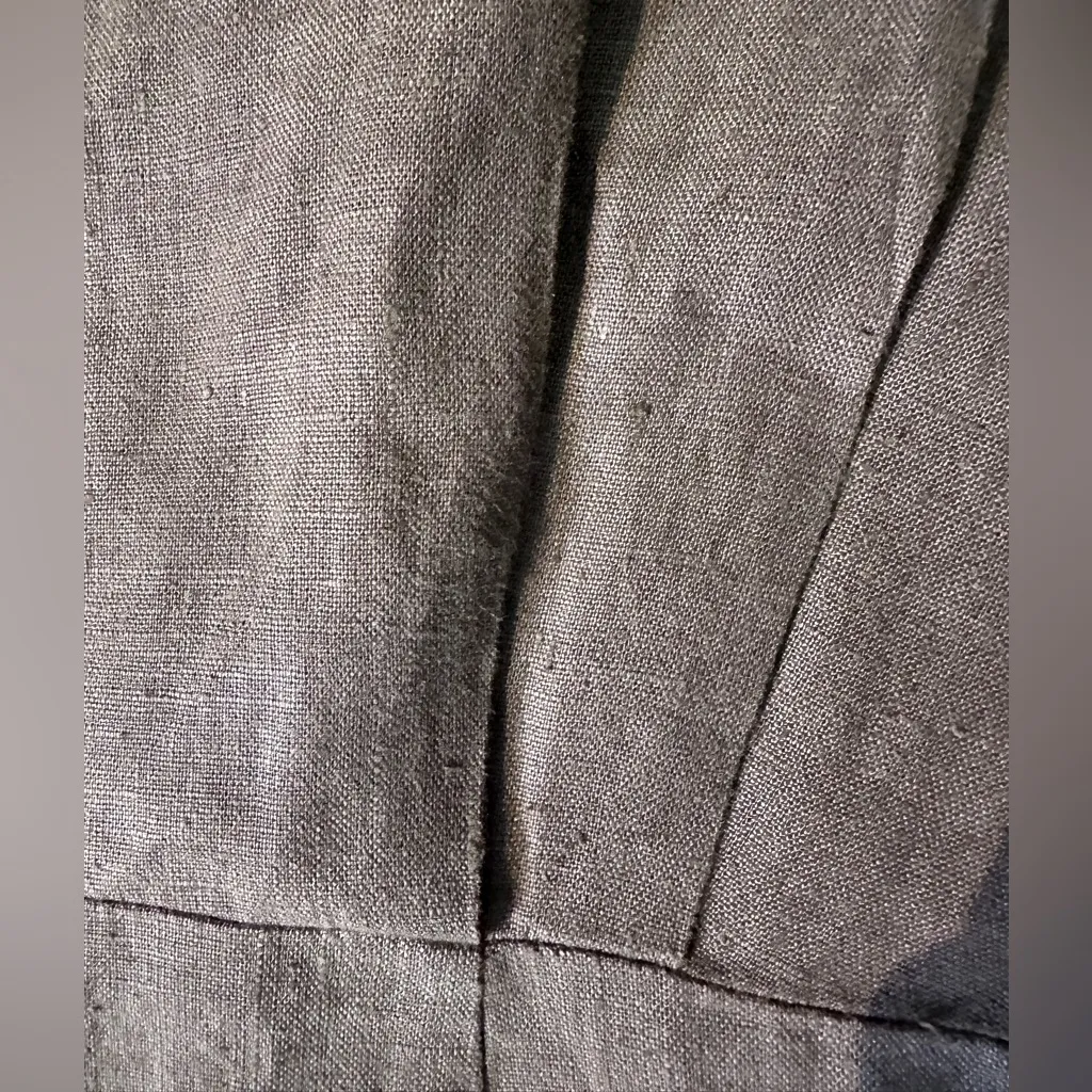 FLAX Dress Womens M Brown Linen Long Flare Circle Pockets Maxi V‎ Neck Lagenlook - Image 10