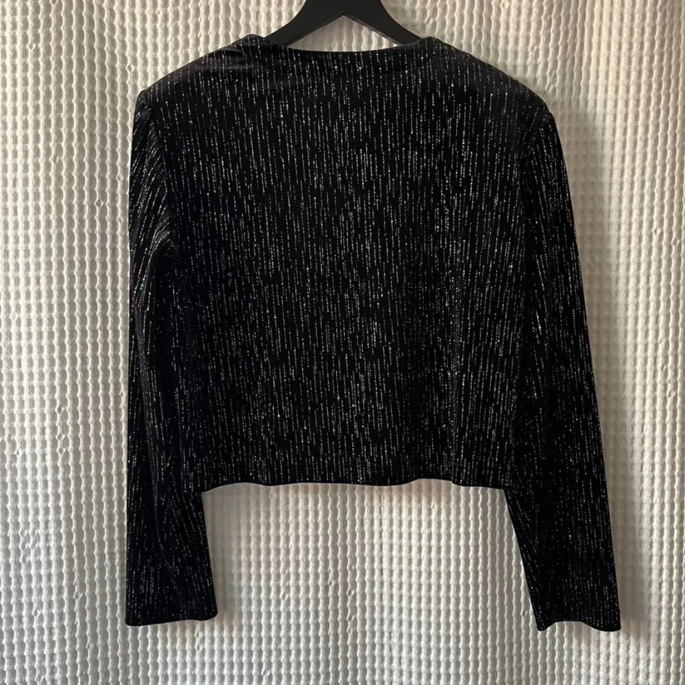 Ronni Nicole vintage black velvet sparkly cropped jacket - Image 4