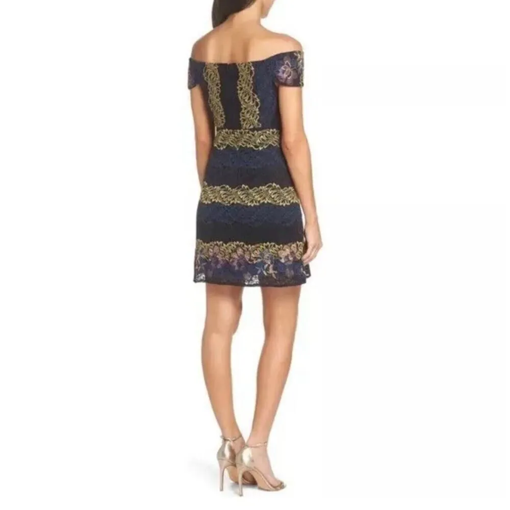 NWT Foxiedox off shoulder Lace Mini Dress Floral Embroidered Size Med - Image 5