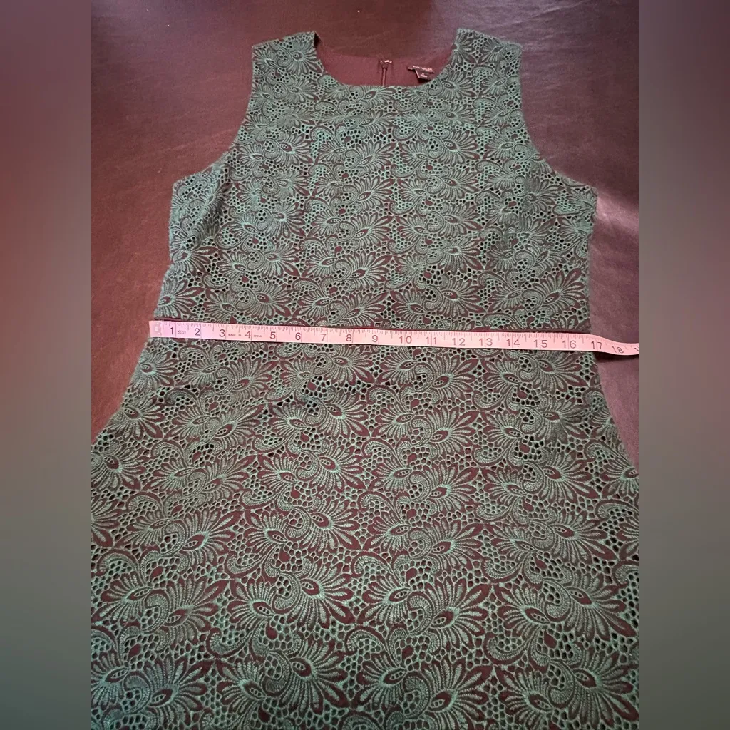 Ann Taylor Embroidered Lace Sheath Dress in Green Eden Size 12 - Image 12