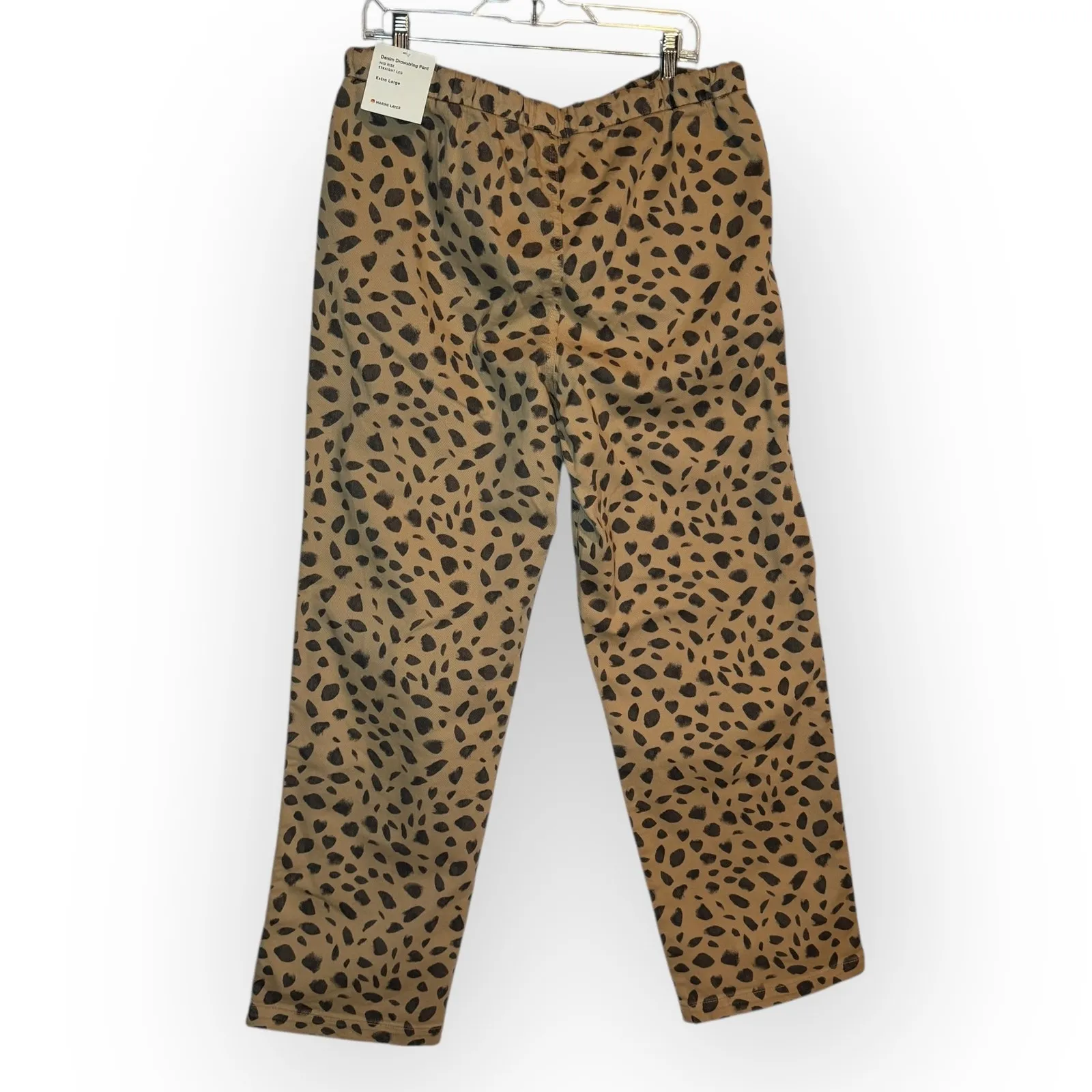 NWT Women's Marine Layer Denim Drawstring Pant Animal Print Size XL - Image 1