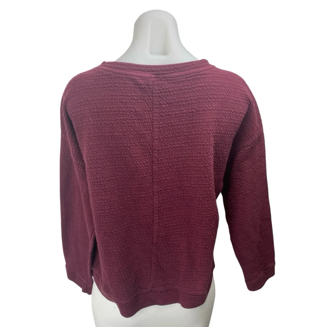 Zara Women's Maroon Textured Knit Crewneck Long Sleeve Shirt Sweater Top Size M - Image 2