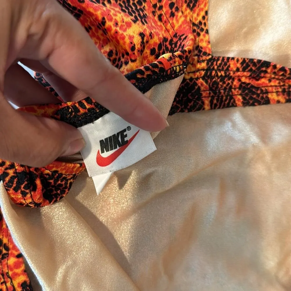 Nike orange black cutout snake print swimsuit swim meet PE class classic style - Image 10